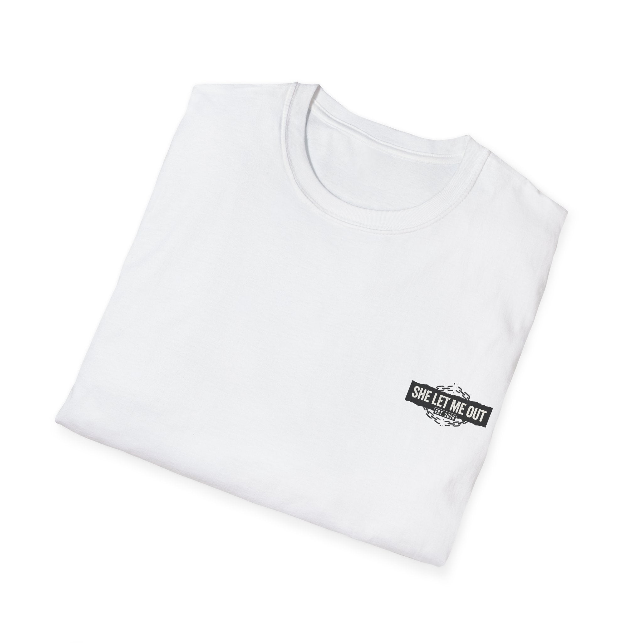 'SHE LET ME OUT' ORIGINAL, T-SHIRT, MEN'S