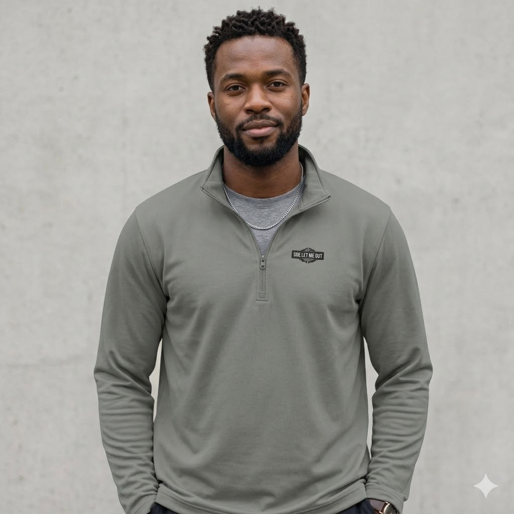 'SHE LET ME OUT' ORIGINAL, QUARTER-ZIP PULLOVER, MEN'S