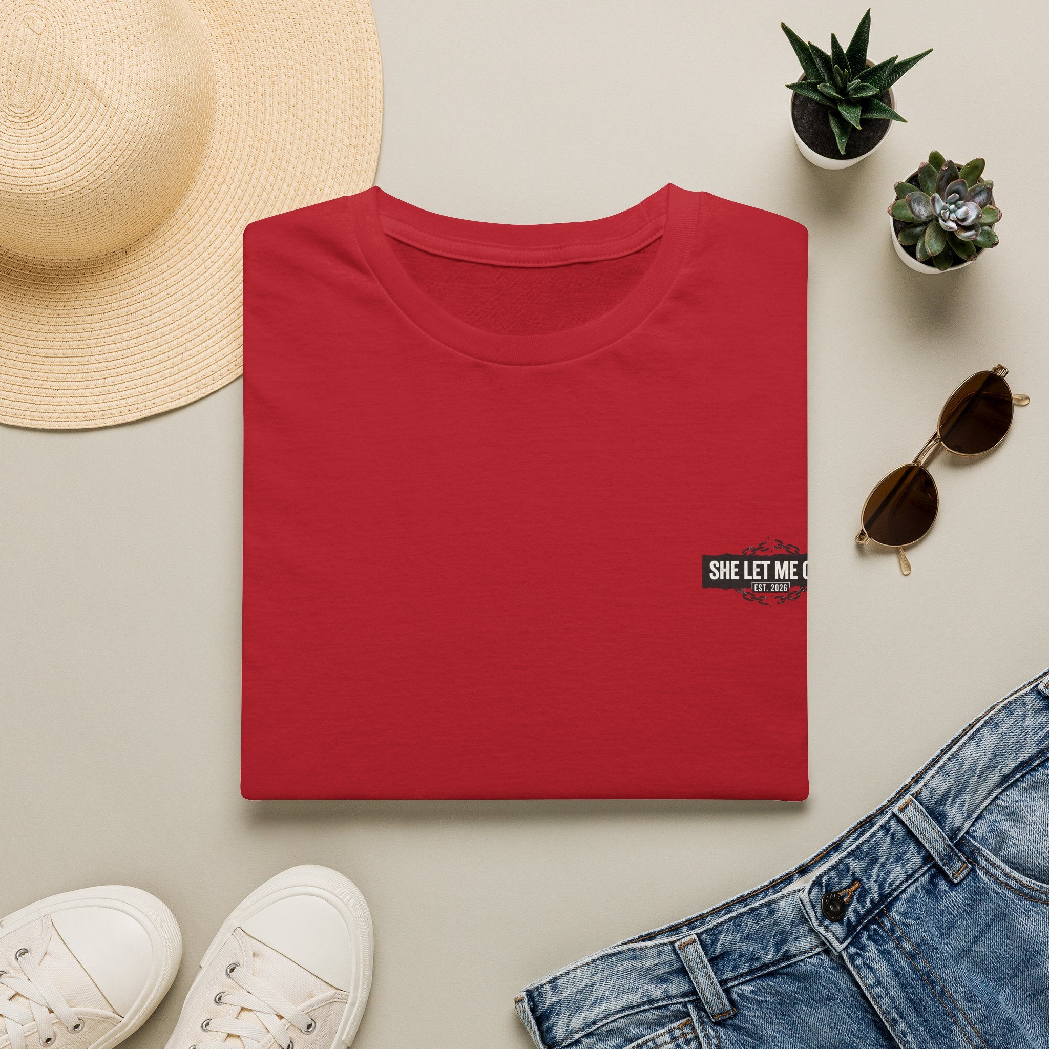 'SHE LET ME OUT' ORIGINAL T-SHIRT, MEN'S